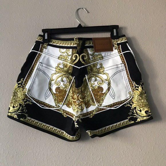 VERSACE Renaissance Print Denim Shorts - Picture 7 of 13